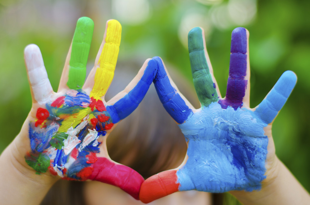 painted colorful hands