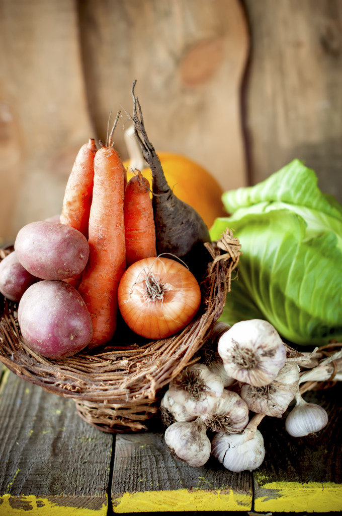 Raw vegetables in a basket