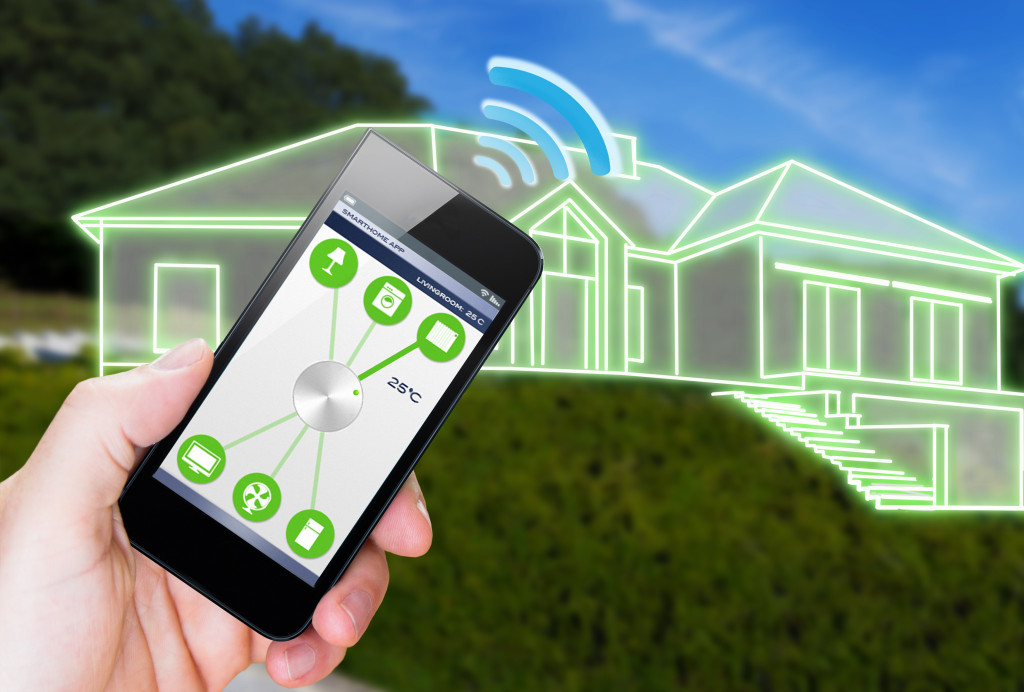 smart house device illustration with app icons