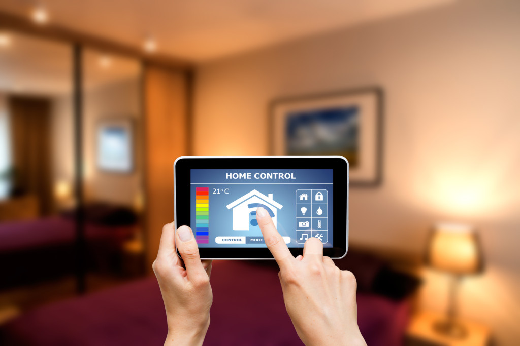 Remote home control system on a digital tablet or phone.