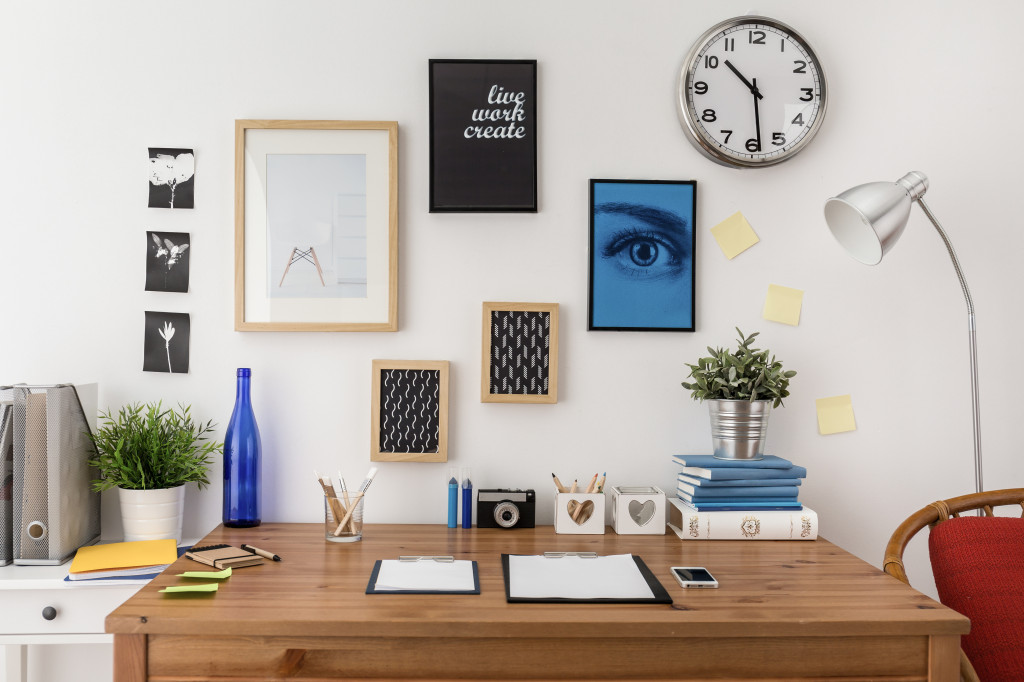 Well prepared materials for work on wooden desk