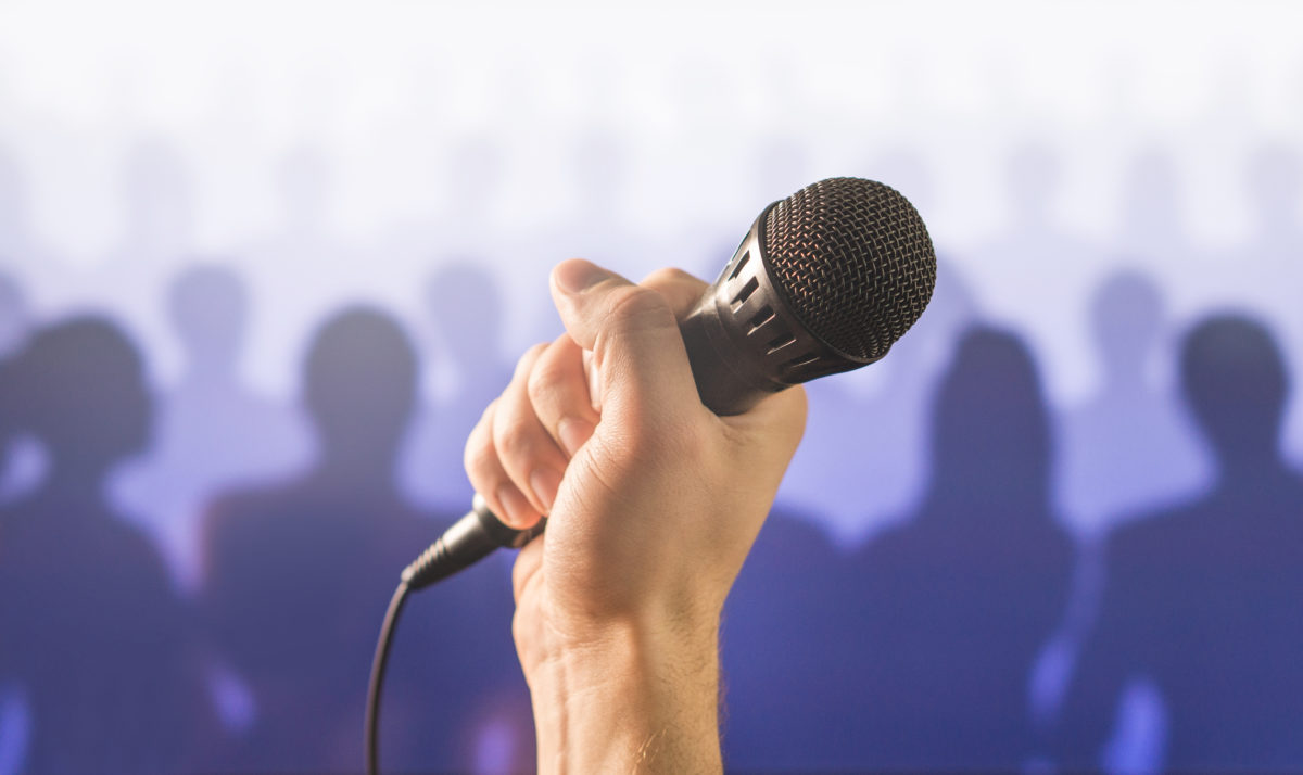 Public speech concept with microphone