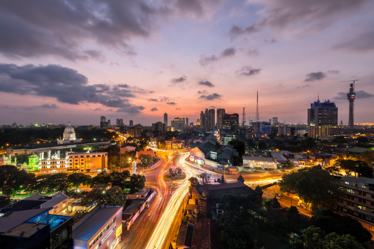 Top view of Colombo city at sunset in Sri lanka