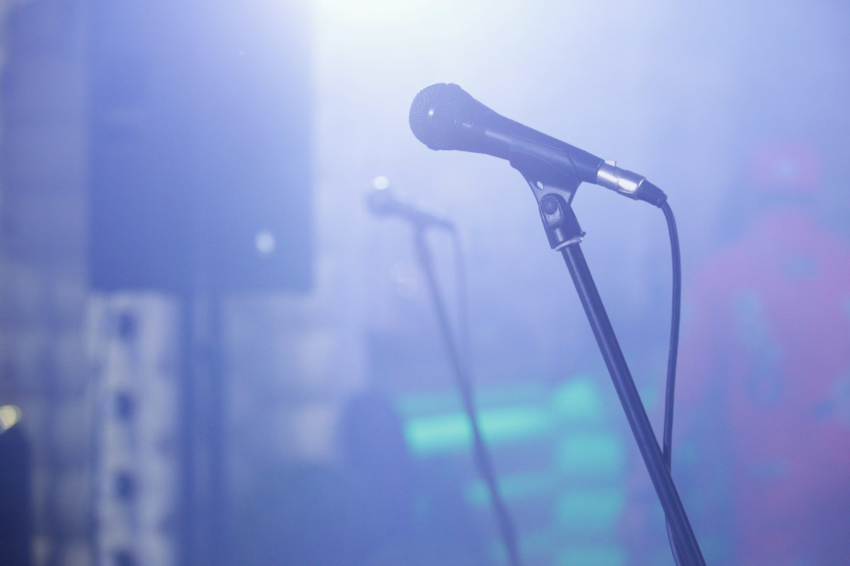 Close up of concert microphone. Stand up show